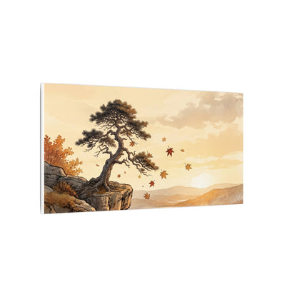 Pine Tree Autumn Canvas Art | Japandi Warm Design