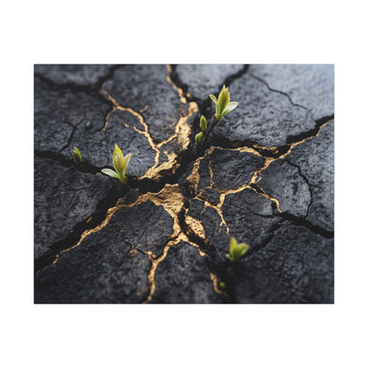 Ma Cracked Earth Canvas Art - Dark Japandi Charcoal Ink