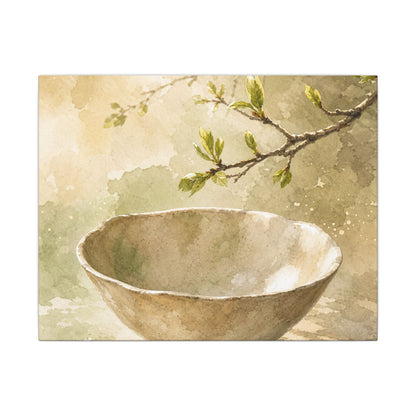 Warm Ceramic Bowl Canvas Art - Watercolor Japandi