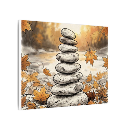 Earthy River Stones Canvas Art - Minimal Line Japandi