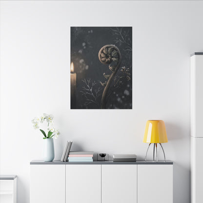 Candlelight Fern Unfurling Canvas Art - Japandi Ma