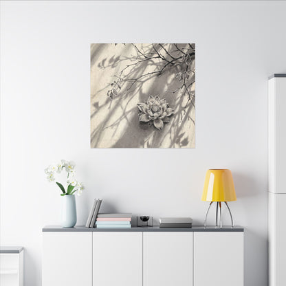 Winter Lotus Flower Sumi E Canvas Art | Contemplative Decor
