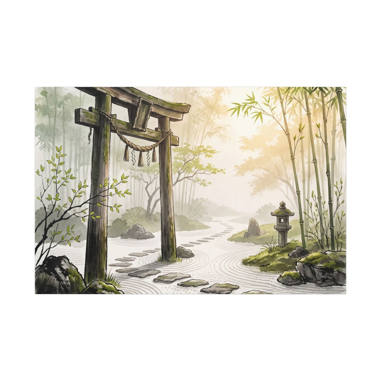 Peaceful Torii Gate Canvas Art - Karesansui Zen