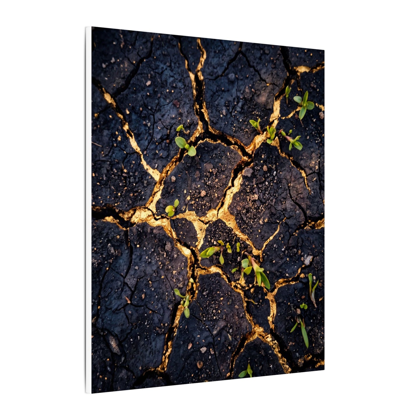 Spring Cracked Earth Crackle Gold Canvas Art | Healing Decor