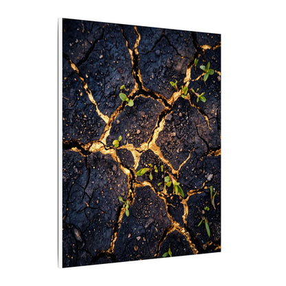 Spring Cracked Earth Crackle Gold Canvas Art | Healing Decor