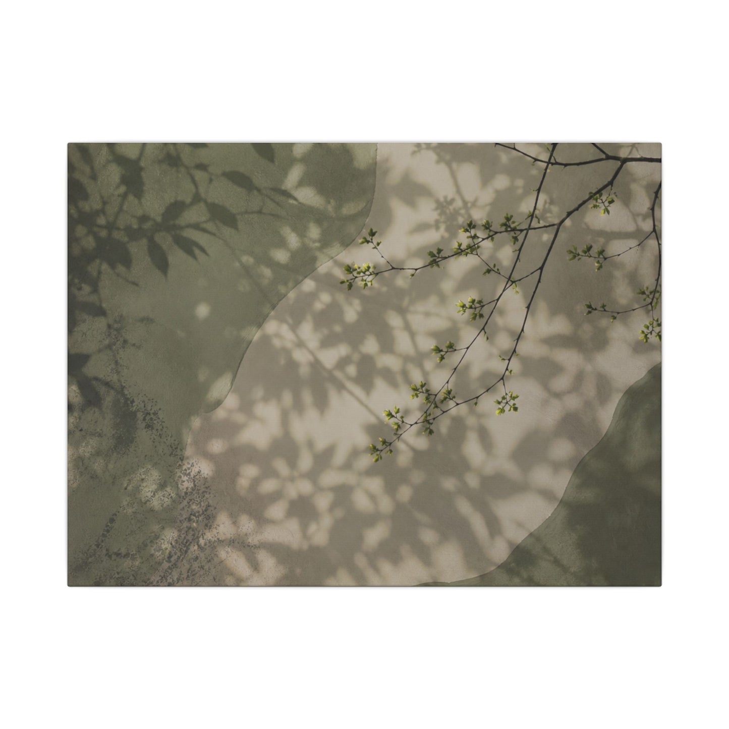 Neutral Shadow Play Canvas Art - Japanese Pattern Japandi