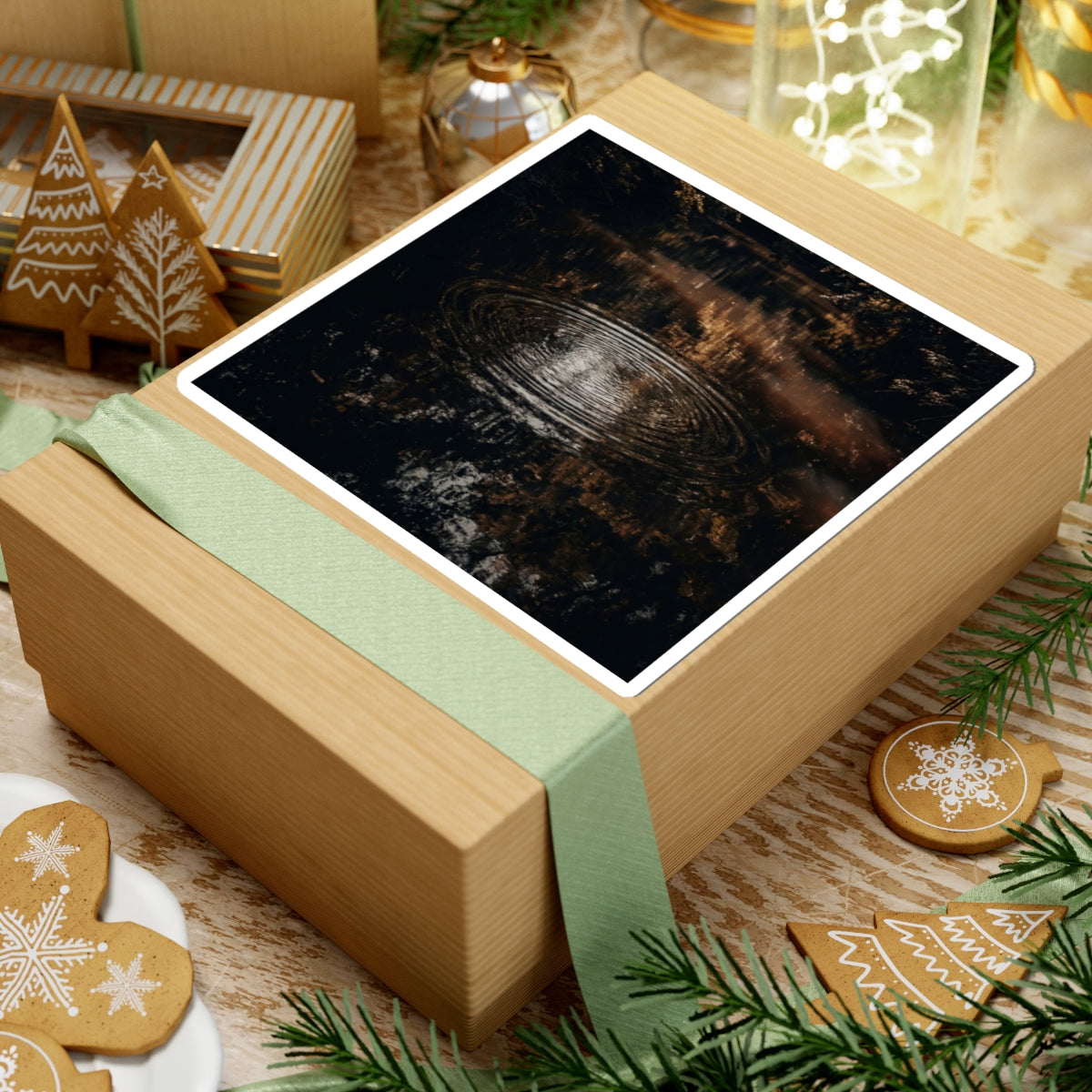 Water Ripple Moody Minimal Sticker | Atmospheric Dark Japandi Art Art Print