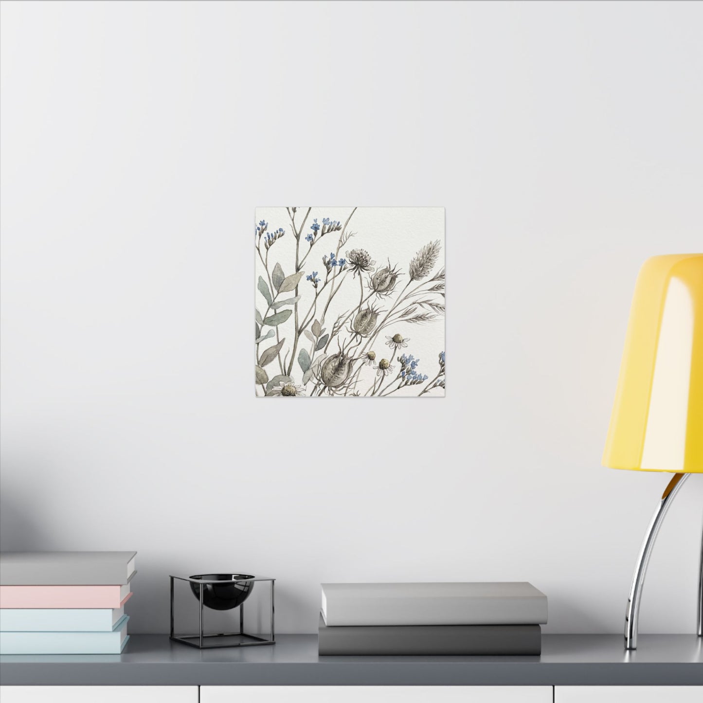 Dried Flowers Canvas Art | Summer Japandi Watercolor Art