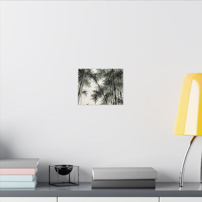 Zen Bamboo Grove in Overcast | Sumi E Canvas Art