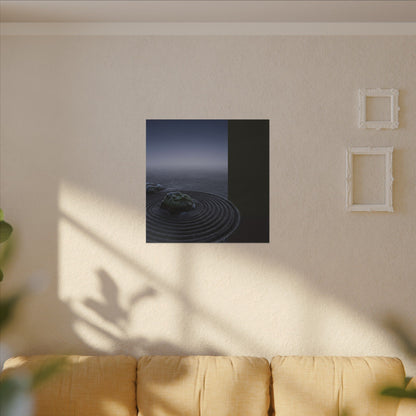 Ma Rock Garden Canvas Art - Dark Japandi Moody Minimal