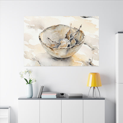 Ceramic Bowl Canvas Art | Winter Japandi Watercolor Art