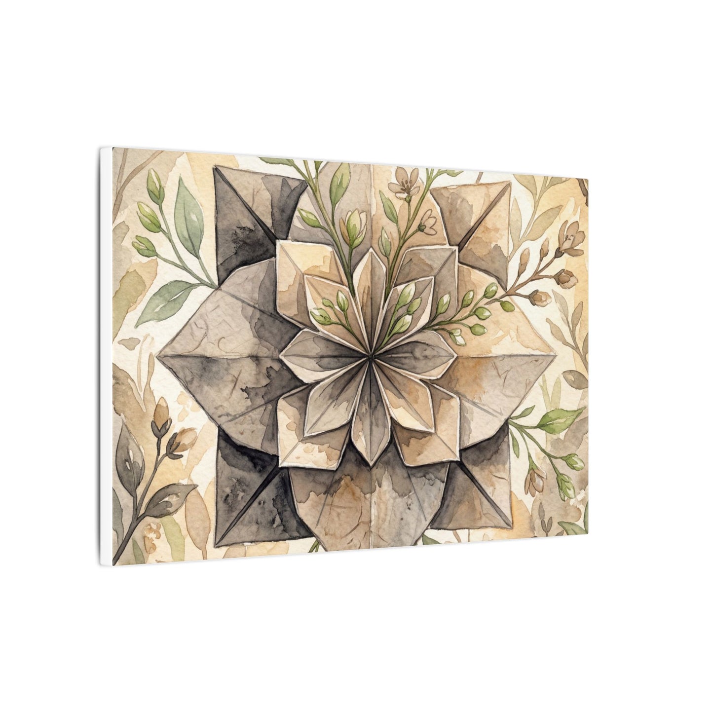 Warm Paper Fold Canvas Art - Watercolor Japandi