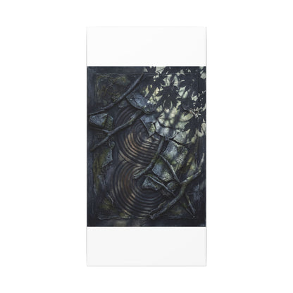 Rock Garden Canvas Art | Winter Dark Japandi Dark Texture Art