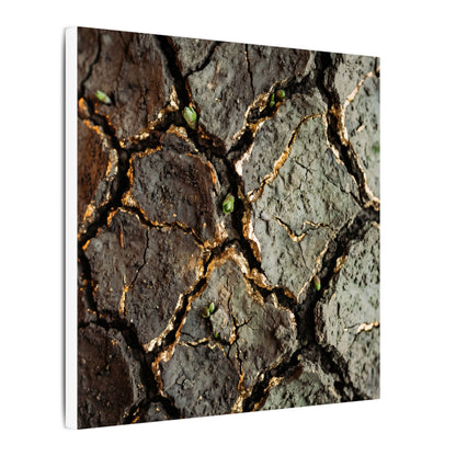 Earthy Cracked Earth Canvas Art - Japanese Pattern Japandi