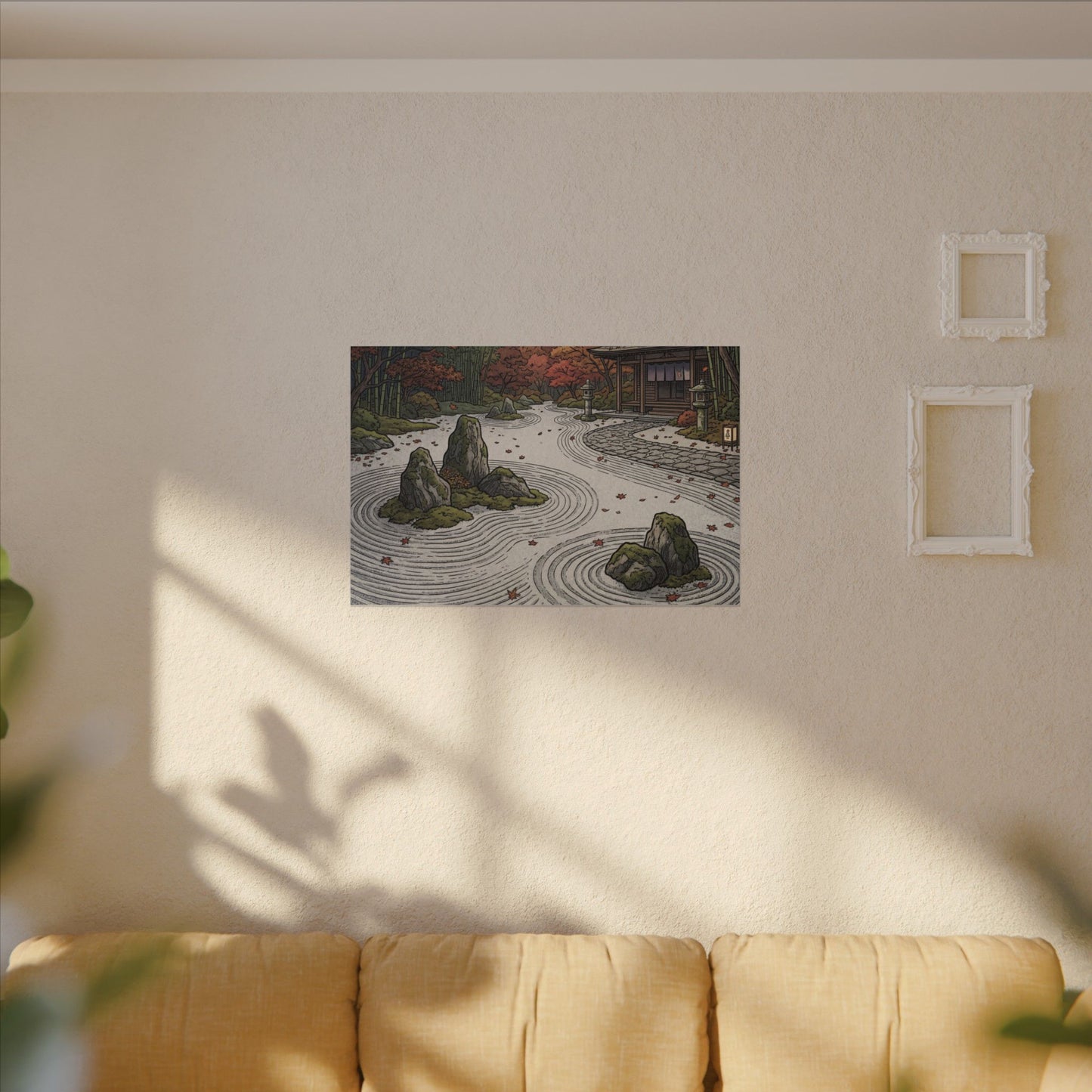 Autumn Rock Garden Ukiyo E Inspired Canvas Art | Peaceful Decor