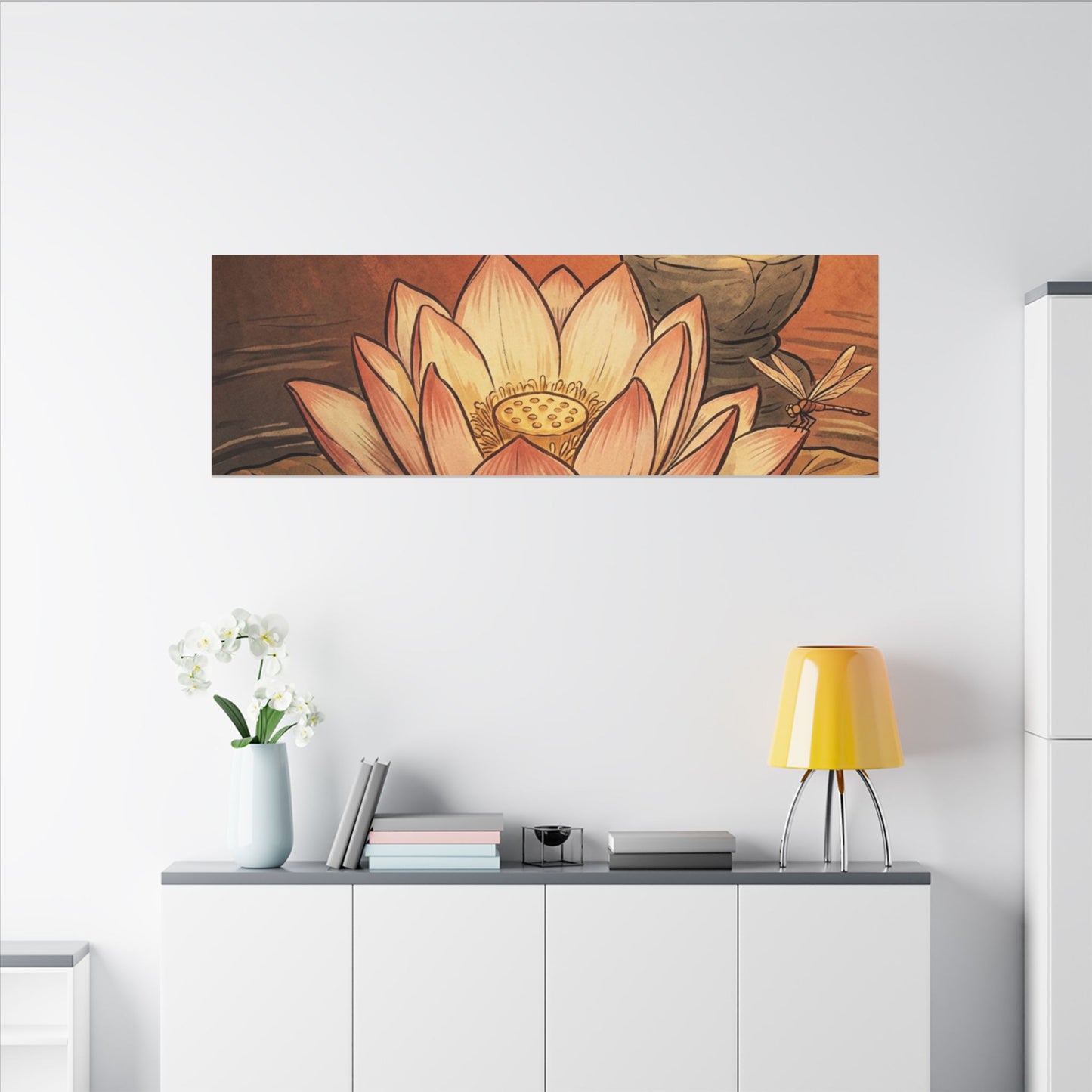Lotus Flower Summer Canvas Art | Zen Contemplative Design
