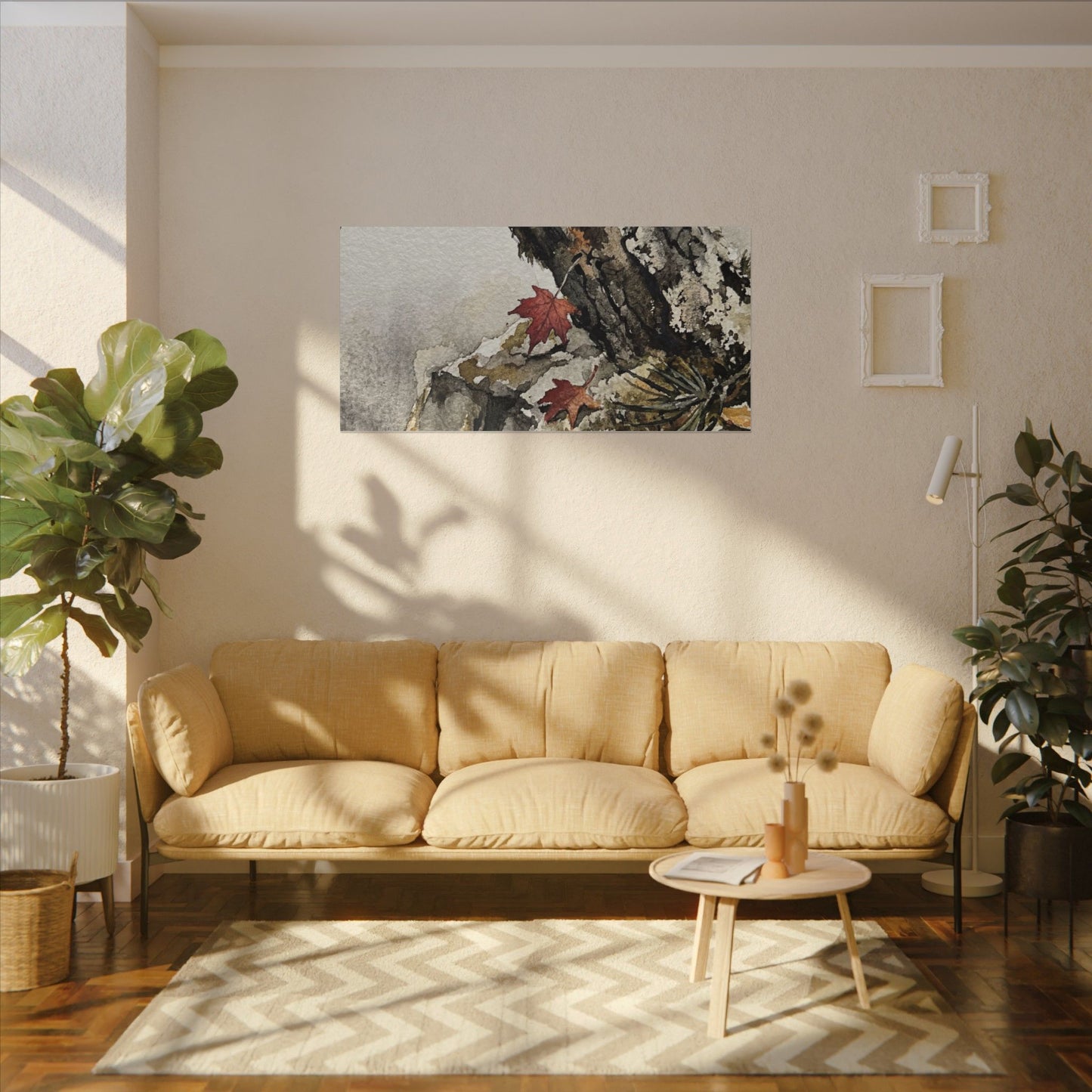 Pine Tree Autumn Canvas Art | Japandi Earthy Design