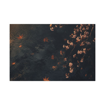 Golden Hour Cherry Blossom Canvas Art - Dark Japandi Kanso