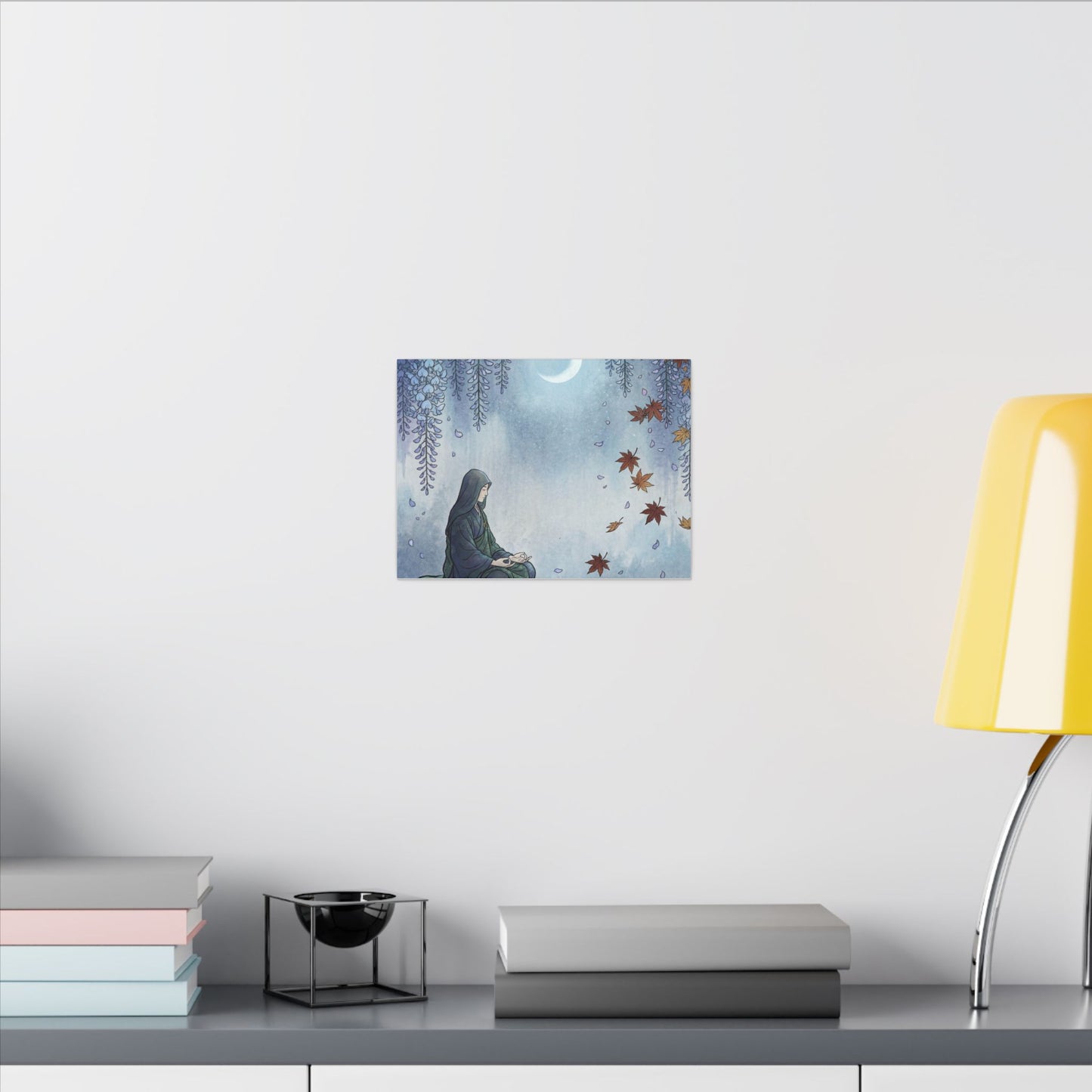 Zen Wisteria in Moonlight | Ukiyo E Inspired Canvas Art