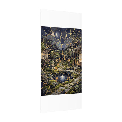 Kintsugi Moonlit Garden in Candlelight | Gold Vein Canvas Art