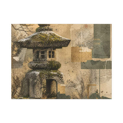 Elegant Stone Lantern Canvas Art - Texture Japandi