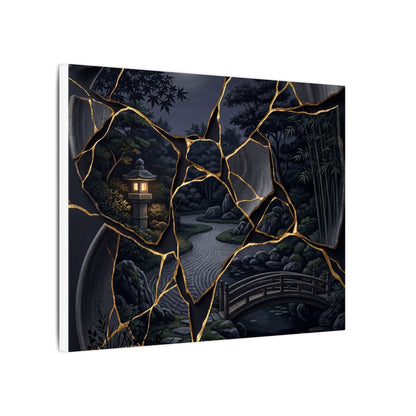 Kintsugi Moonlit Garden in Golden Hour | Gold Repair Canvas Art