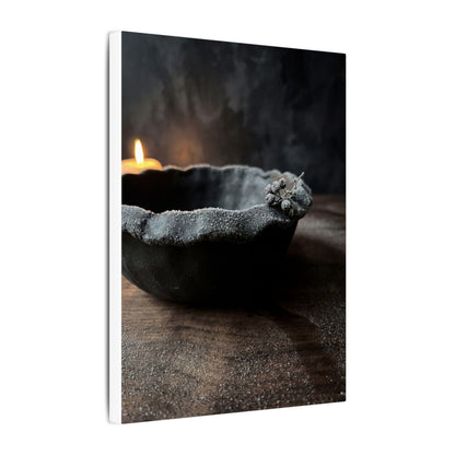 Ceramic Bowl Canvas Art | Winter Dark Japandi Shadow Zen Art