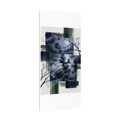 Moonlight River Stones Canvas Art - Zen Shibui