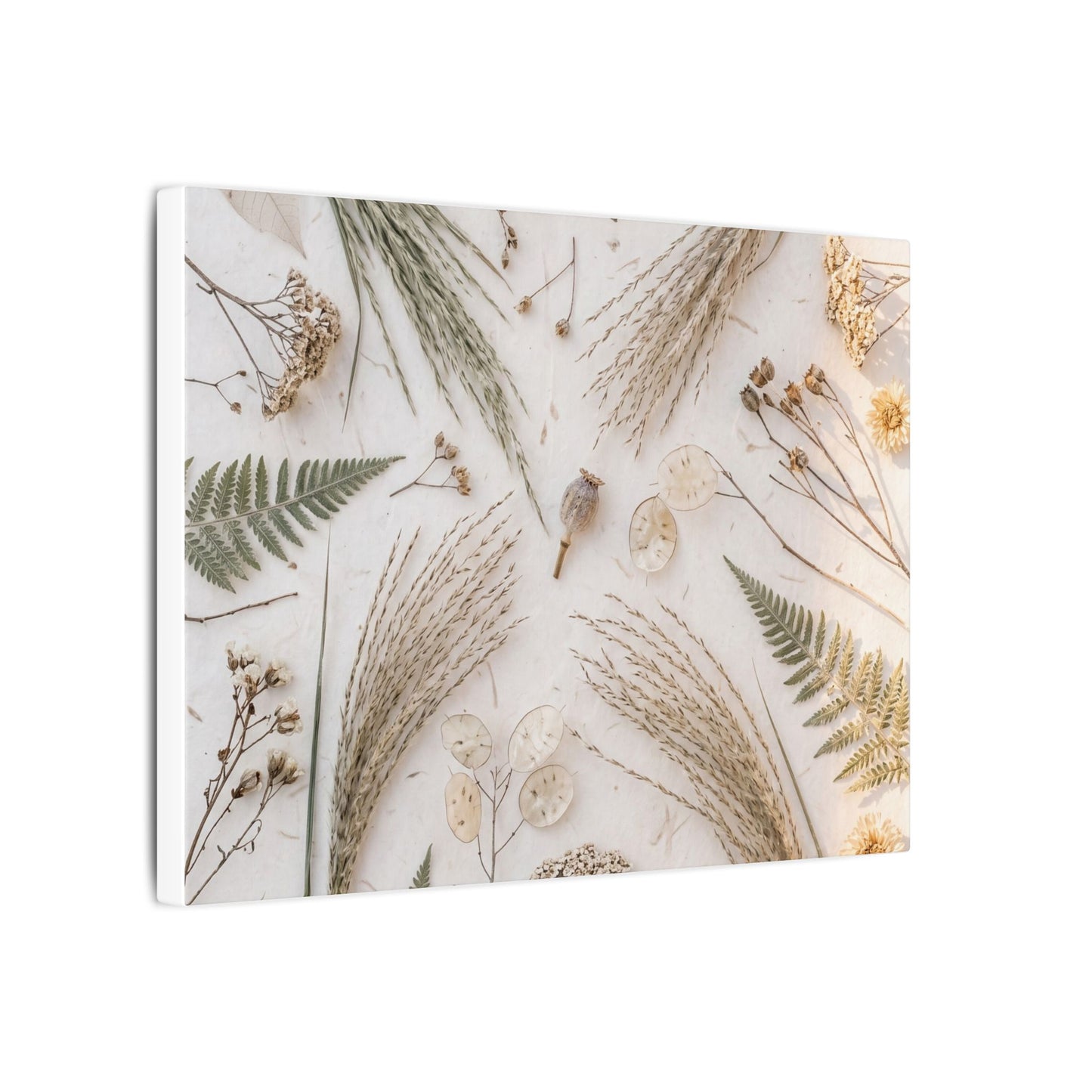 Elegant Dried Flowers Canvas Art - Japanese Pattern Japandi