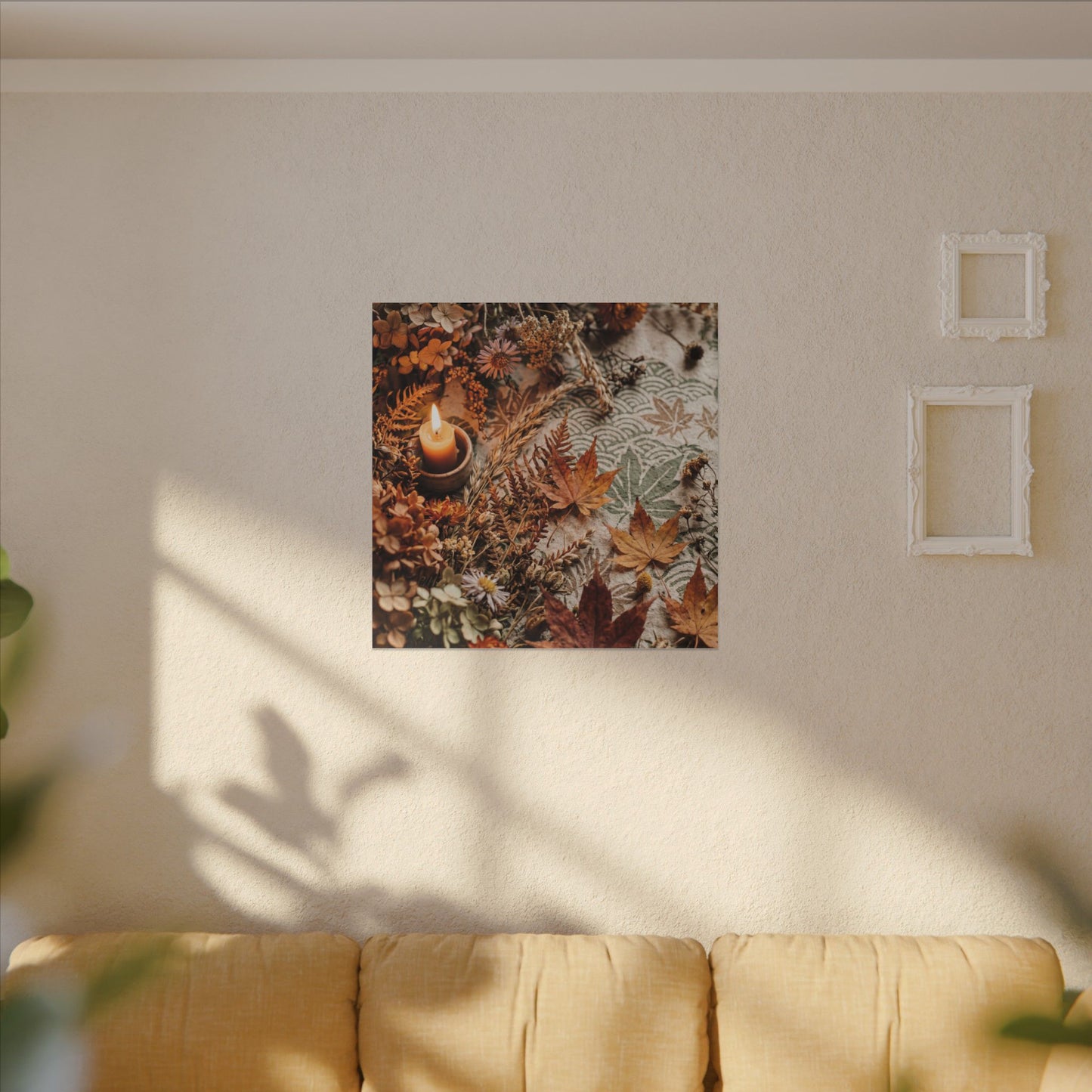 Candlelight Dried Flowers Canvas Art - Japandi Seijaku
