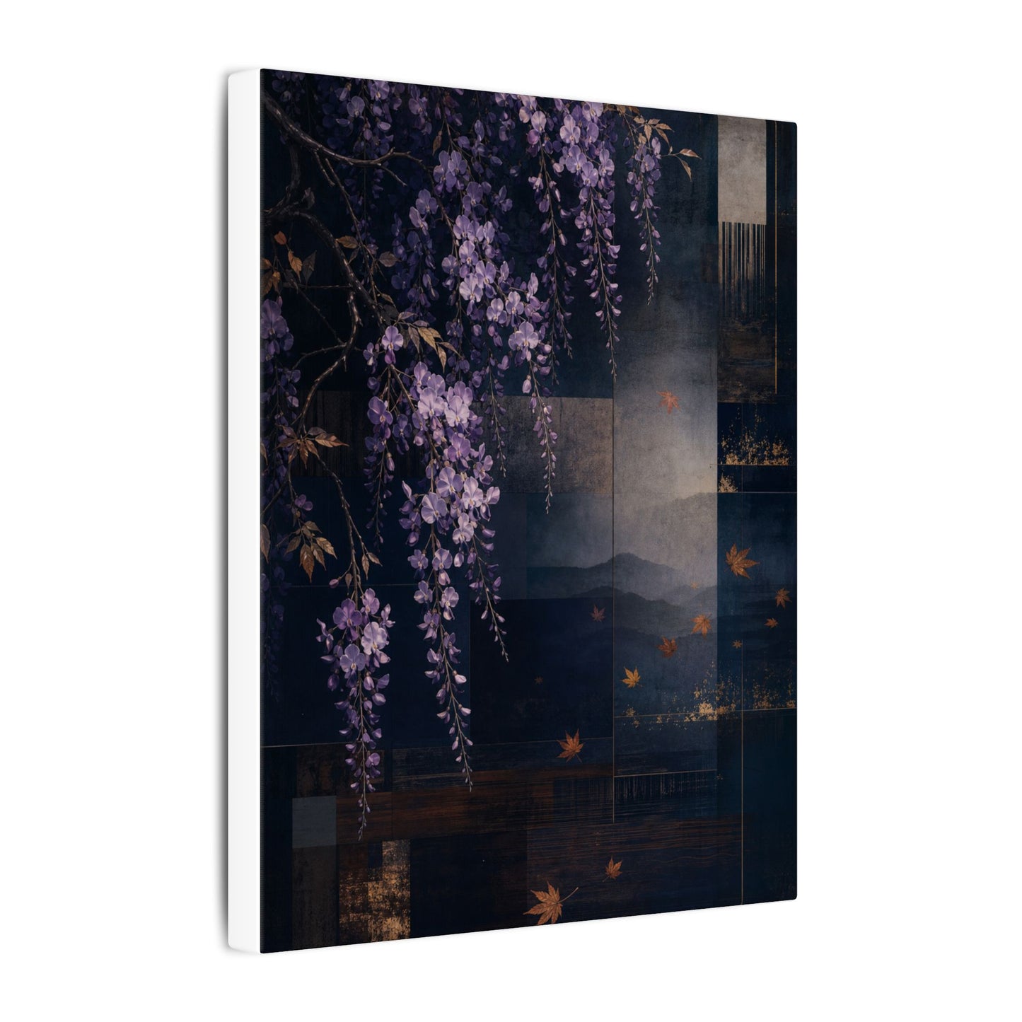 Dawn Wisteria Canvas Art - Dark Japandi Fukinsei