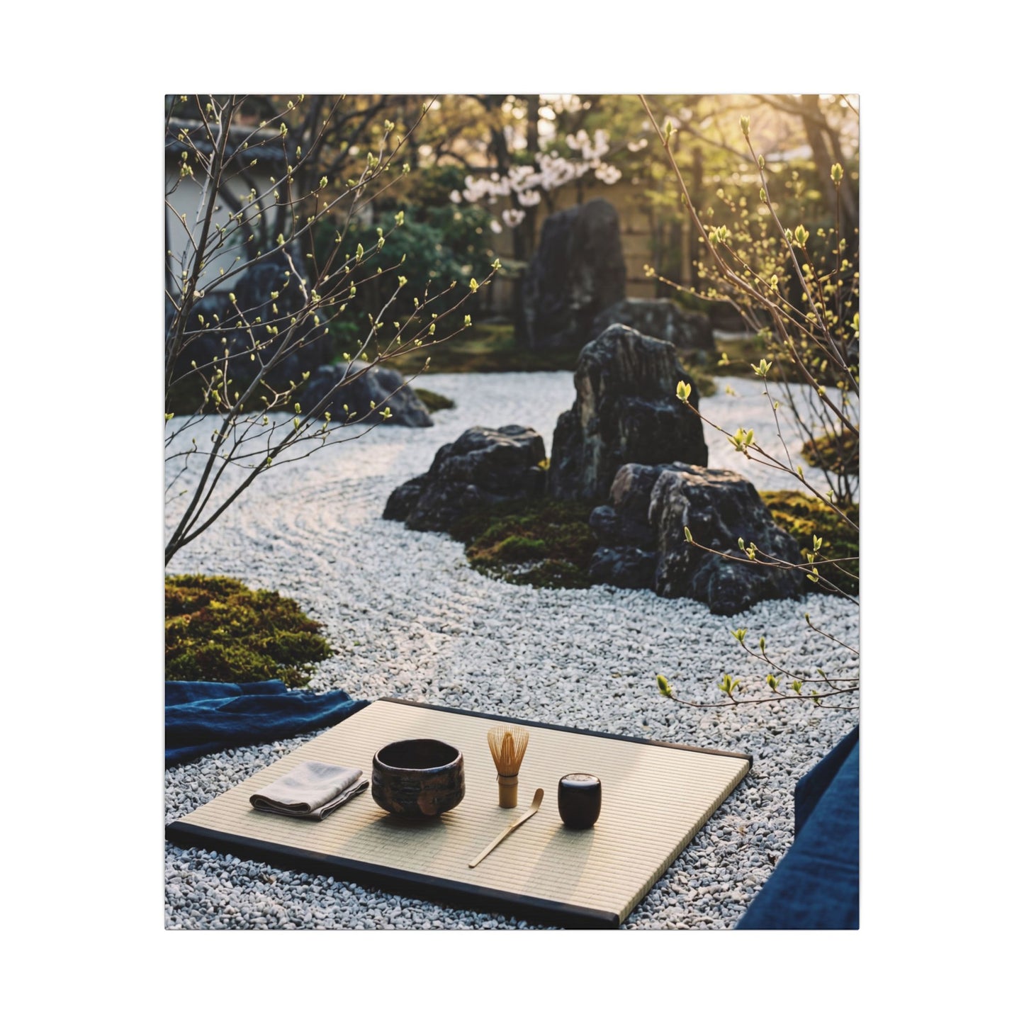 Zen Tea Ceremony in Golden Hour | Karesansui Canvas Art