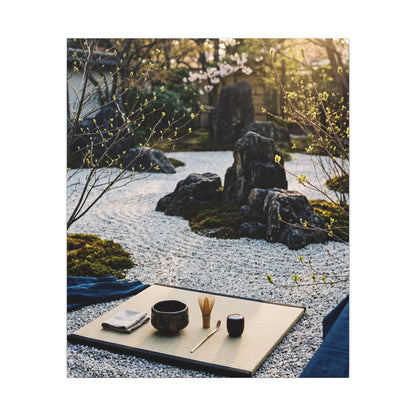 Zen Tea Ceremony in Golden Hour | Karesansui Canvas Art