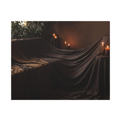 Candlelight Silk Drape Canvas Art - Dark Japandi Ma
