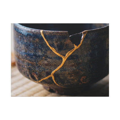 Tea Ceremony Autumn Canvas Art | Kintsugi Healing Design
