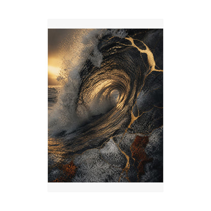 Healing Ocean Wave Wall Art Print - Gold Vein Kintsugi