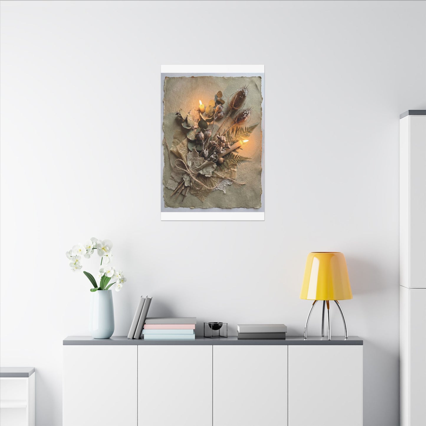 Dried Flowers Texture Canvas Art | Warm Japandi Art