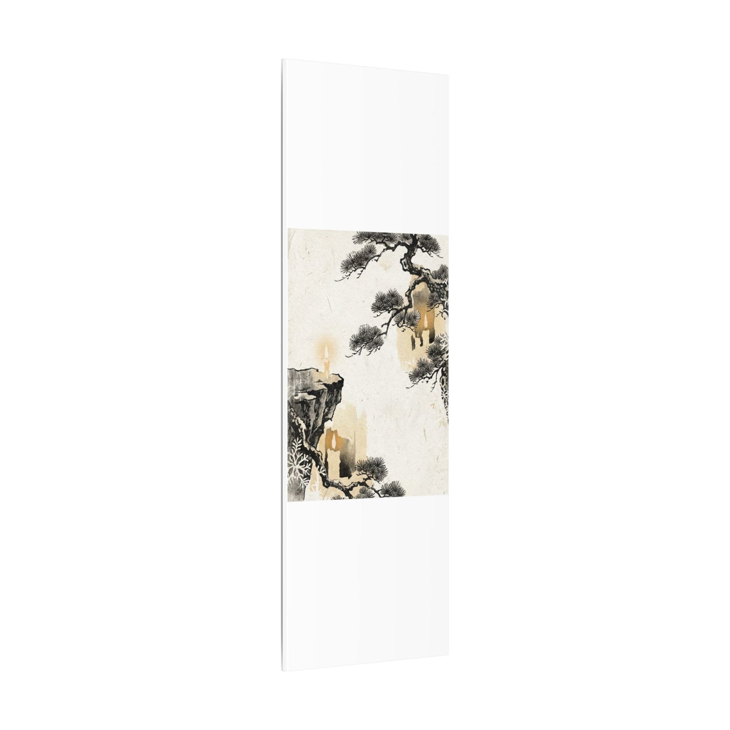 Japandi Pine Tree in Candlelight | Japanese Pattern Canvas Art