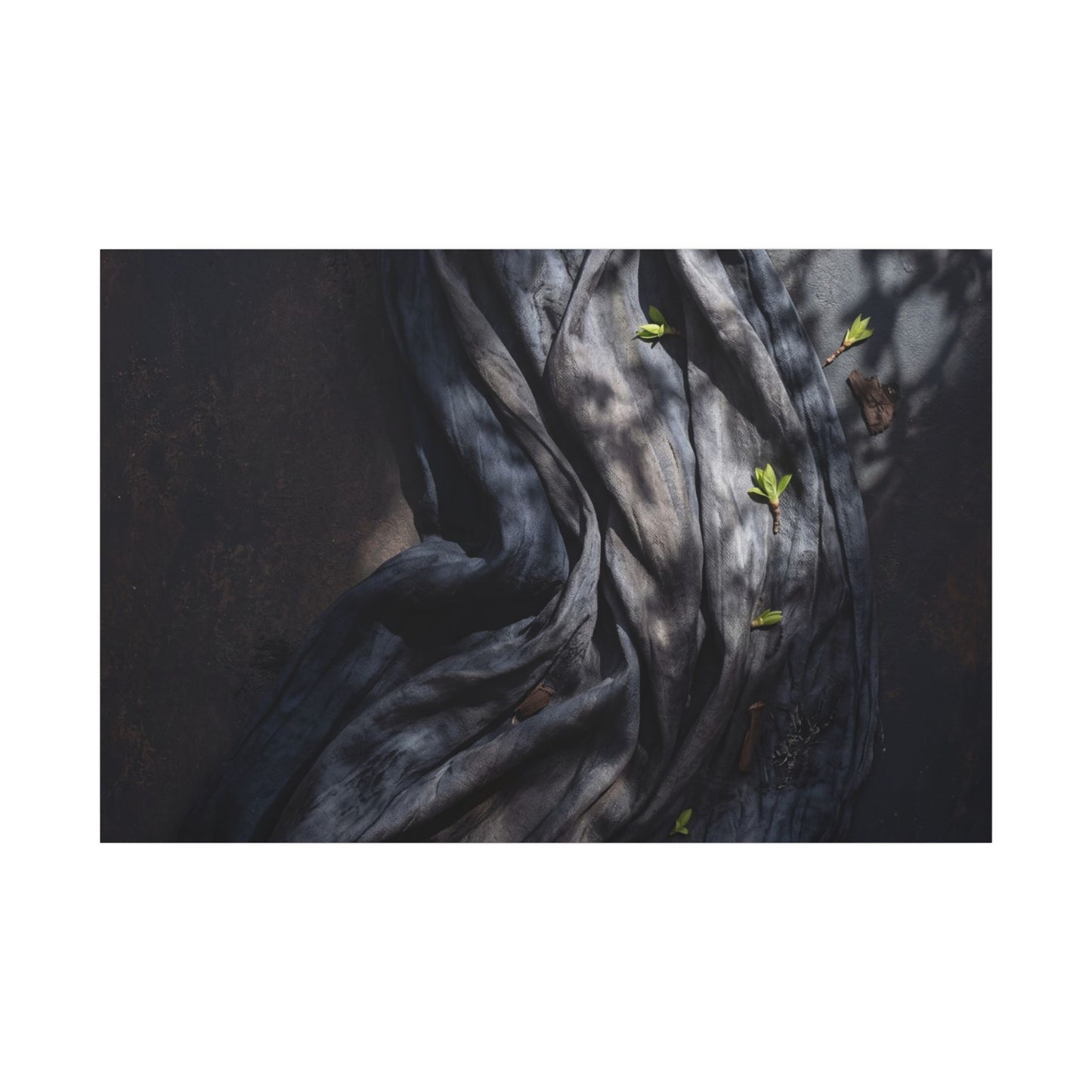Seijaku Silk Drape Canvas Art - Dark Japandi Dark Texture