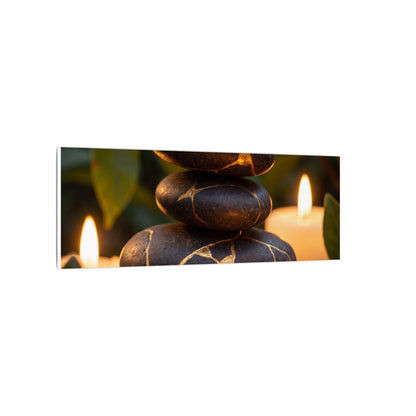 Summer River Stones Gold Vein Canvas Art | Philosophical Decor
