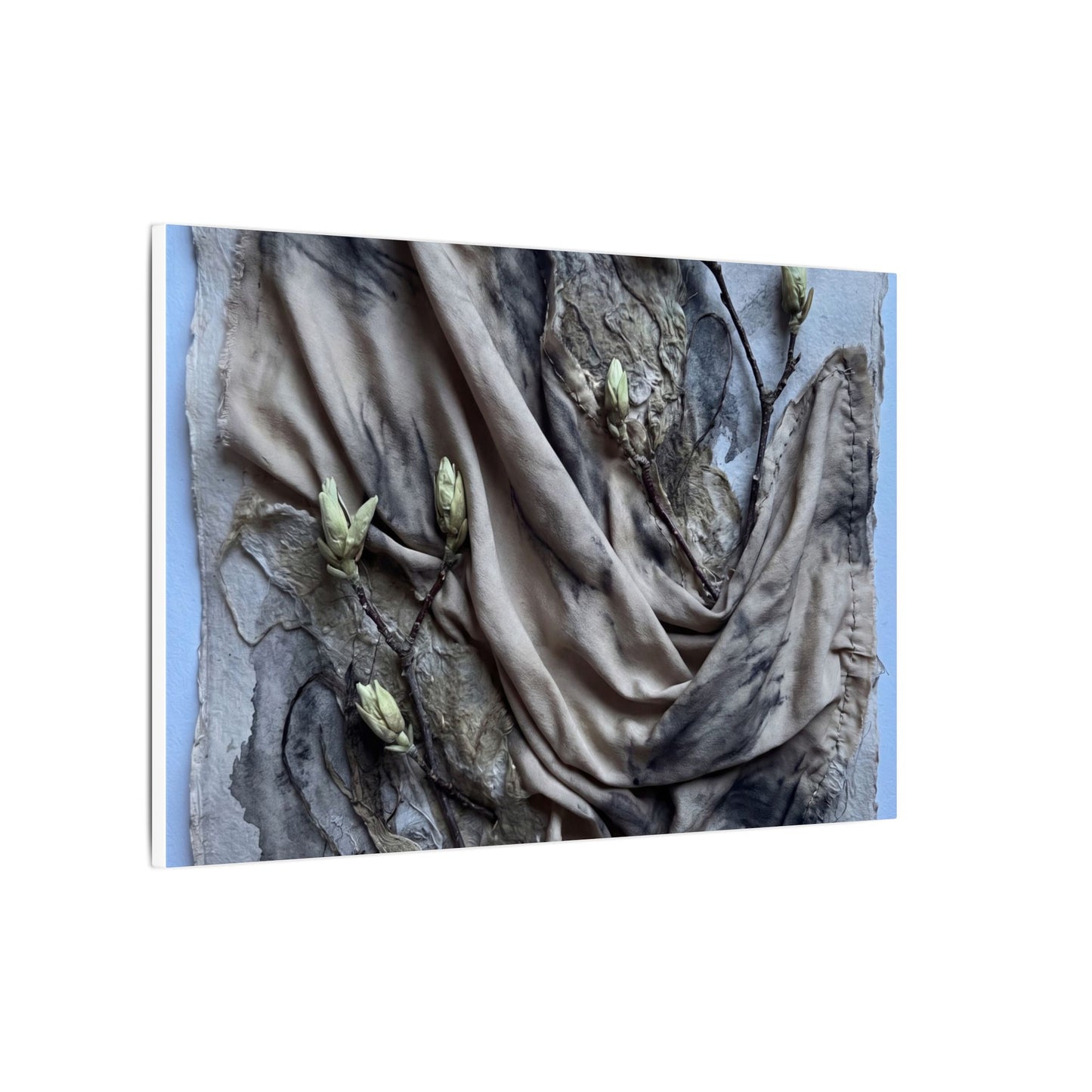 Japandi Silk Drape in Moonlight | Texture Canvas Art