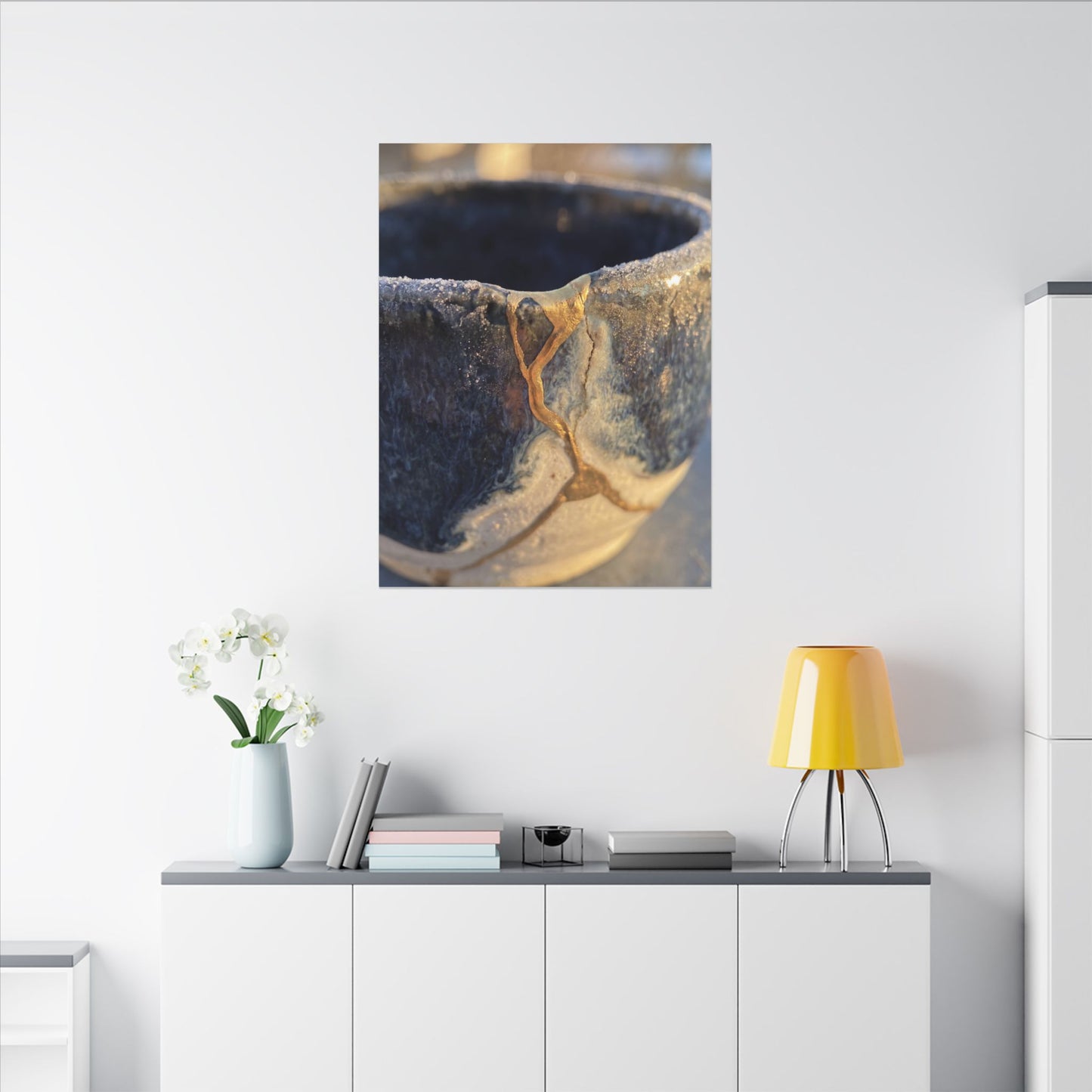 Winter Ceramic Bowl Gold Vein Canvas Art | Healing Decor