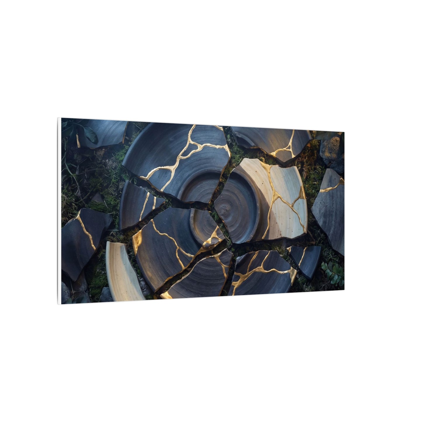 Resilient Broken Pottery Canvas Art - Gold Vein Kintsugi