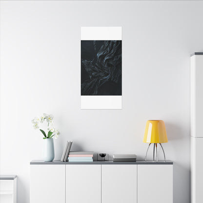 Dark Japandi Silk Drape in Moonlight | Moody Minimal Canvas Art