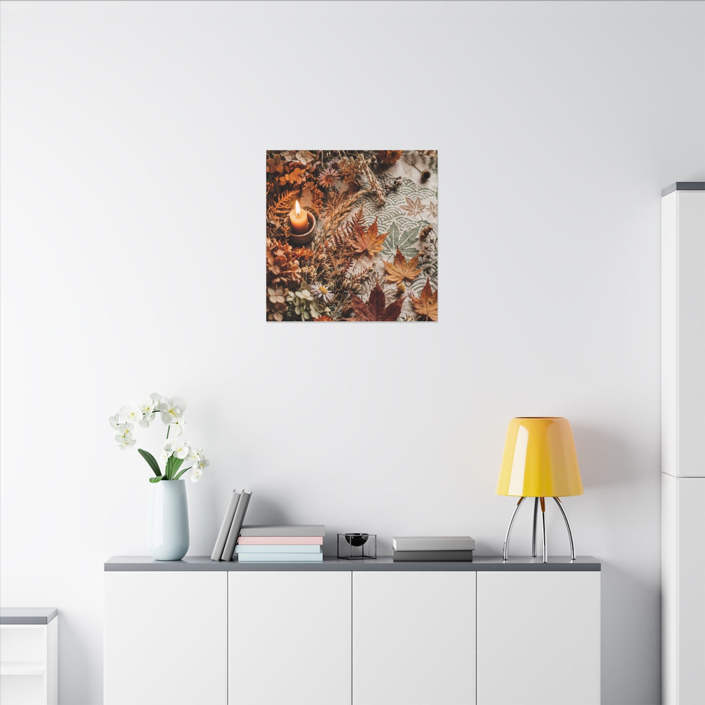 Candlelight Dried Flowers Canvas Art - Japandi Seijaku