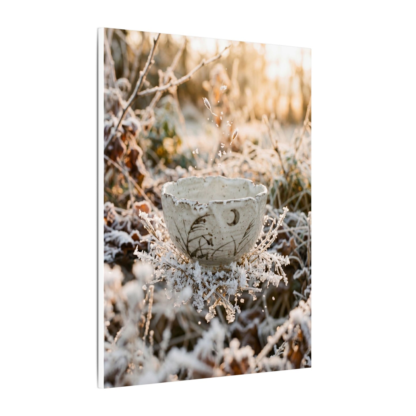 Japandi Ceramic Bowl in Golden Hour | Japanese Pattern Canvas Art