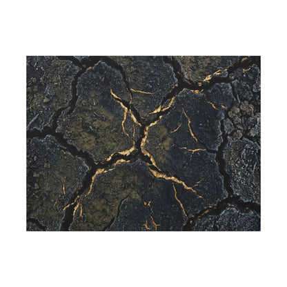 Overcast Cracked Earth Canvas Art - Dark Japandi Ma Art Print