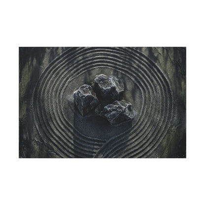 Moody Rock Garden Canvas Art - Dark Texture Dark Japandi