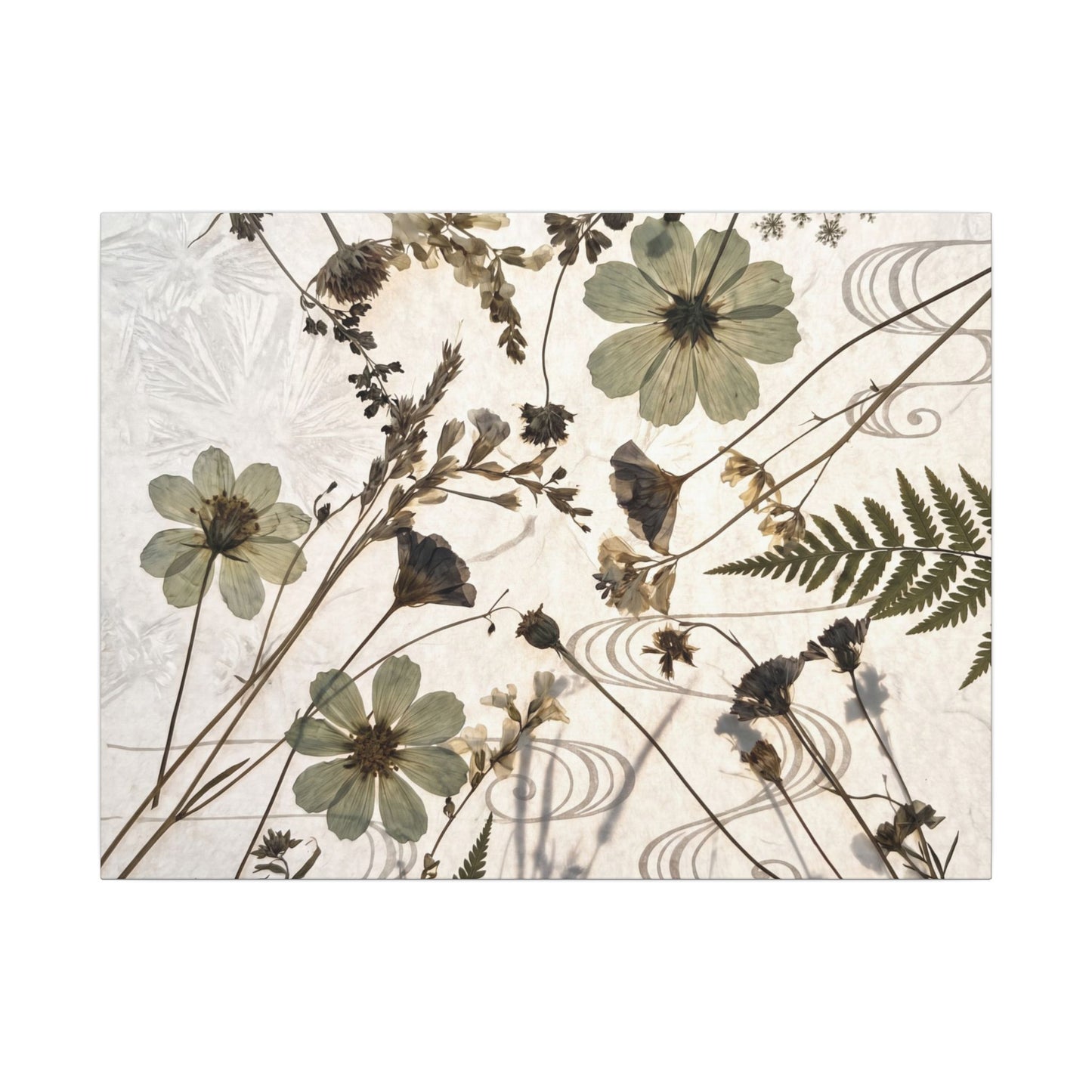 Japandi Dried Flowers in Golden Hour | Japanese Pattern Canvas Art Art Print
