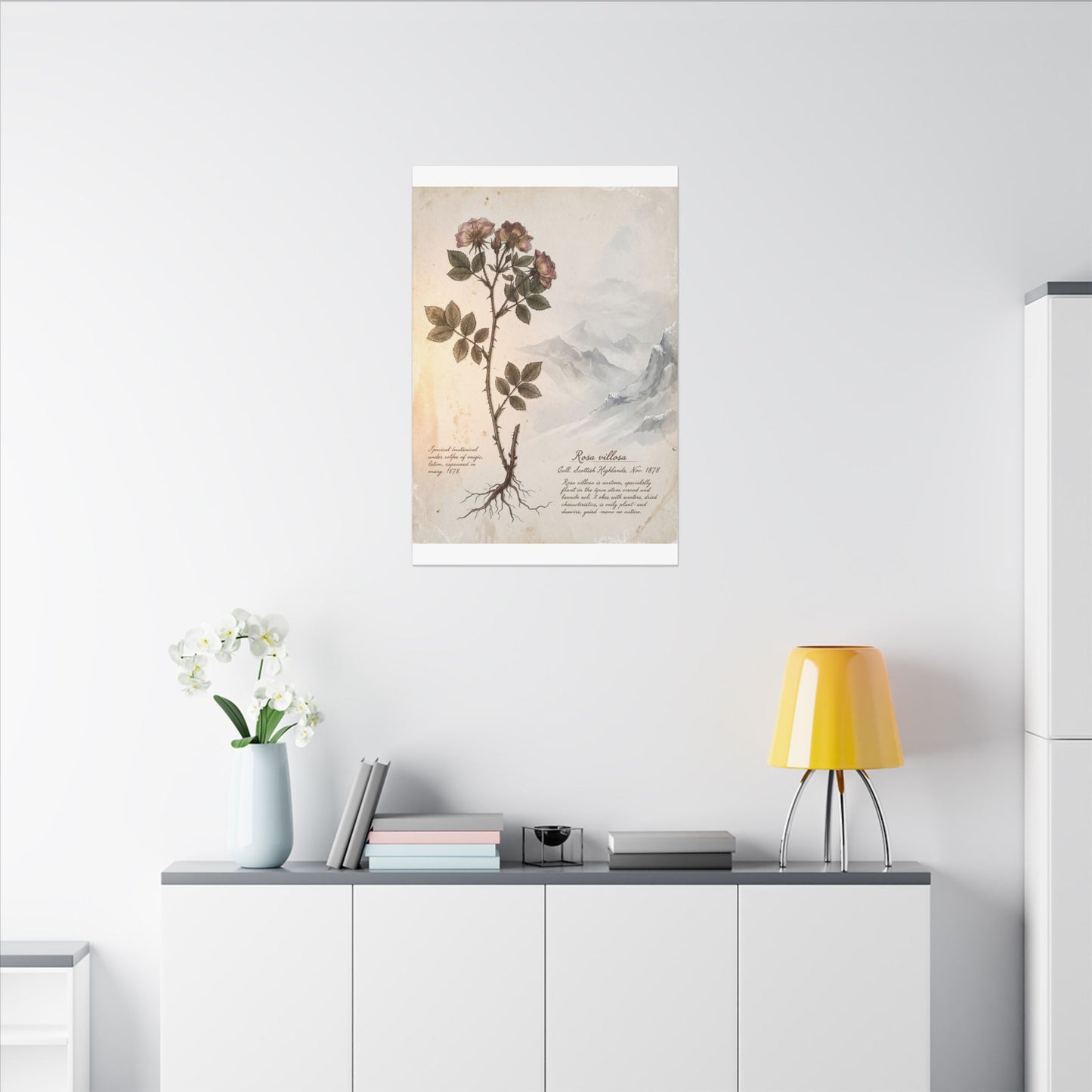 Winter Mountain Mist Herbarium Canvas Art | Earthy Decor
